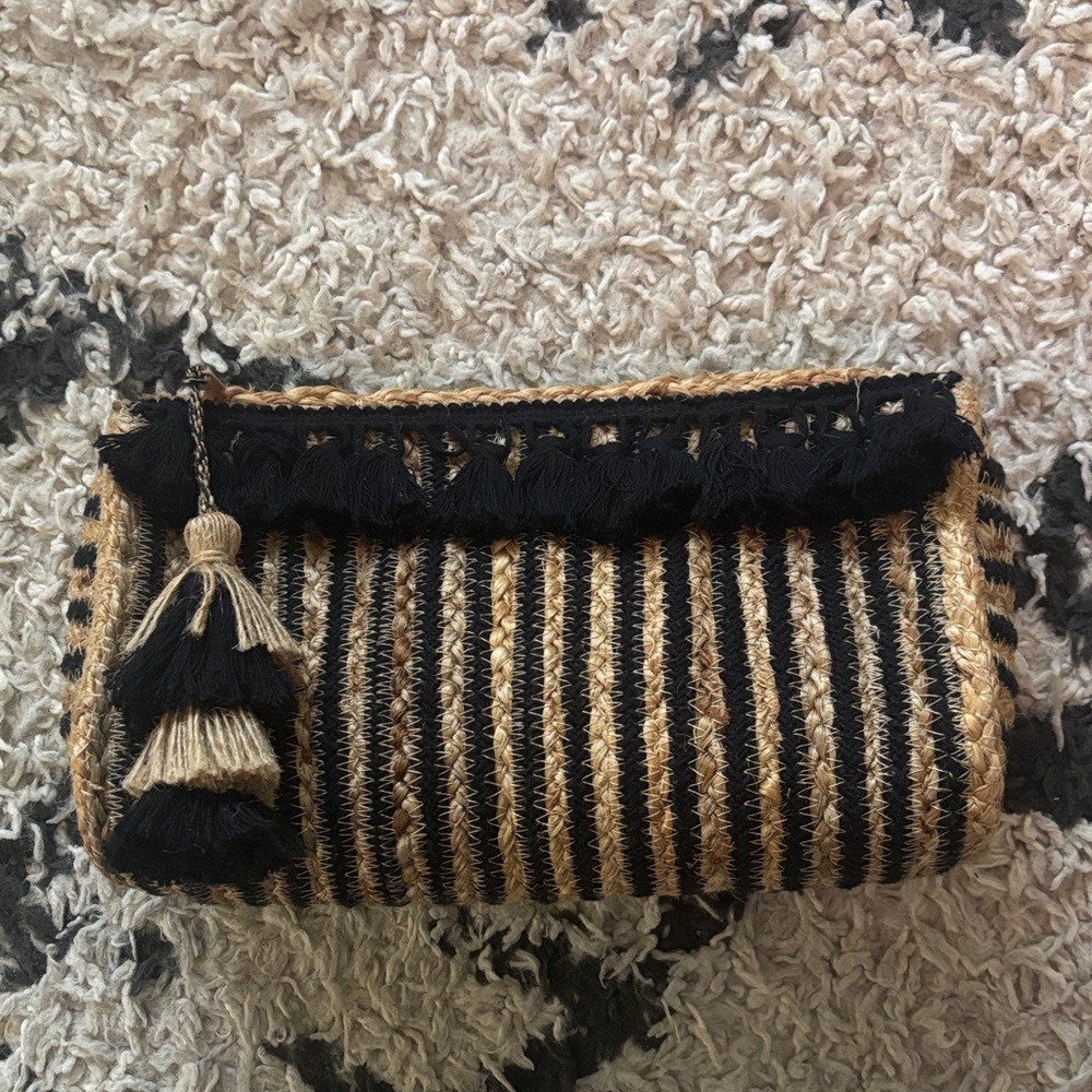 Black and Tan Woven Clutch
